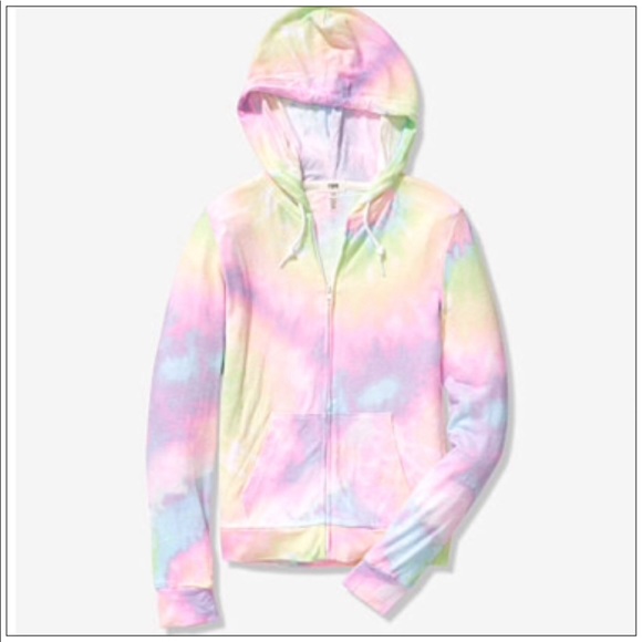 VS PINK TIE DYE COZY HOODIE & SLEEP SHORT BOXERS - Picture 3 of 8